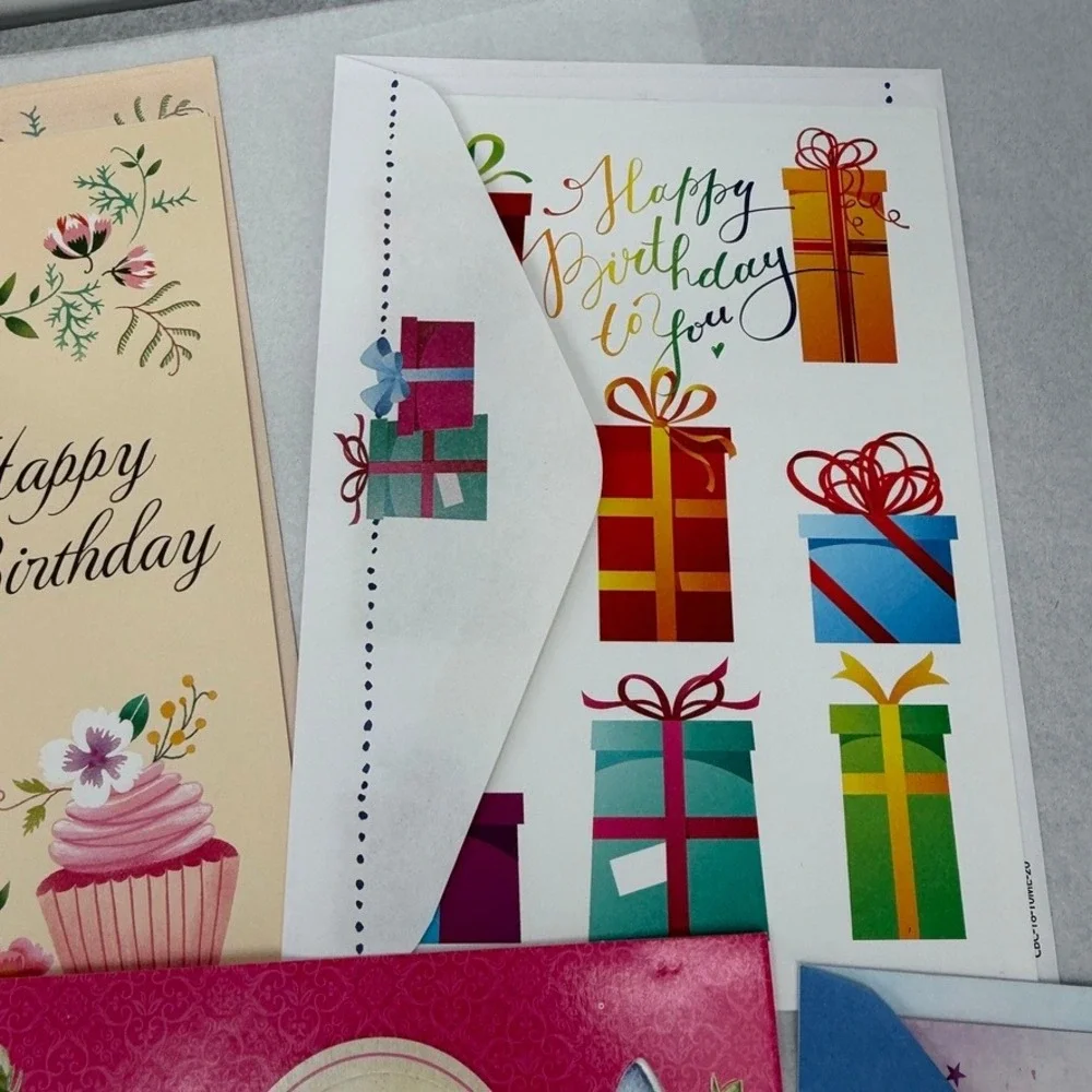 Birthday Greeting Card Mixed LOT of 8 Assortment Colorful Stationery Ephemera